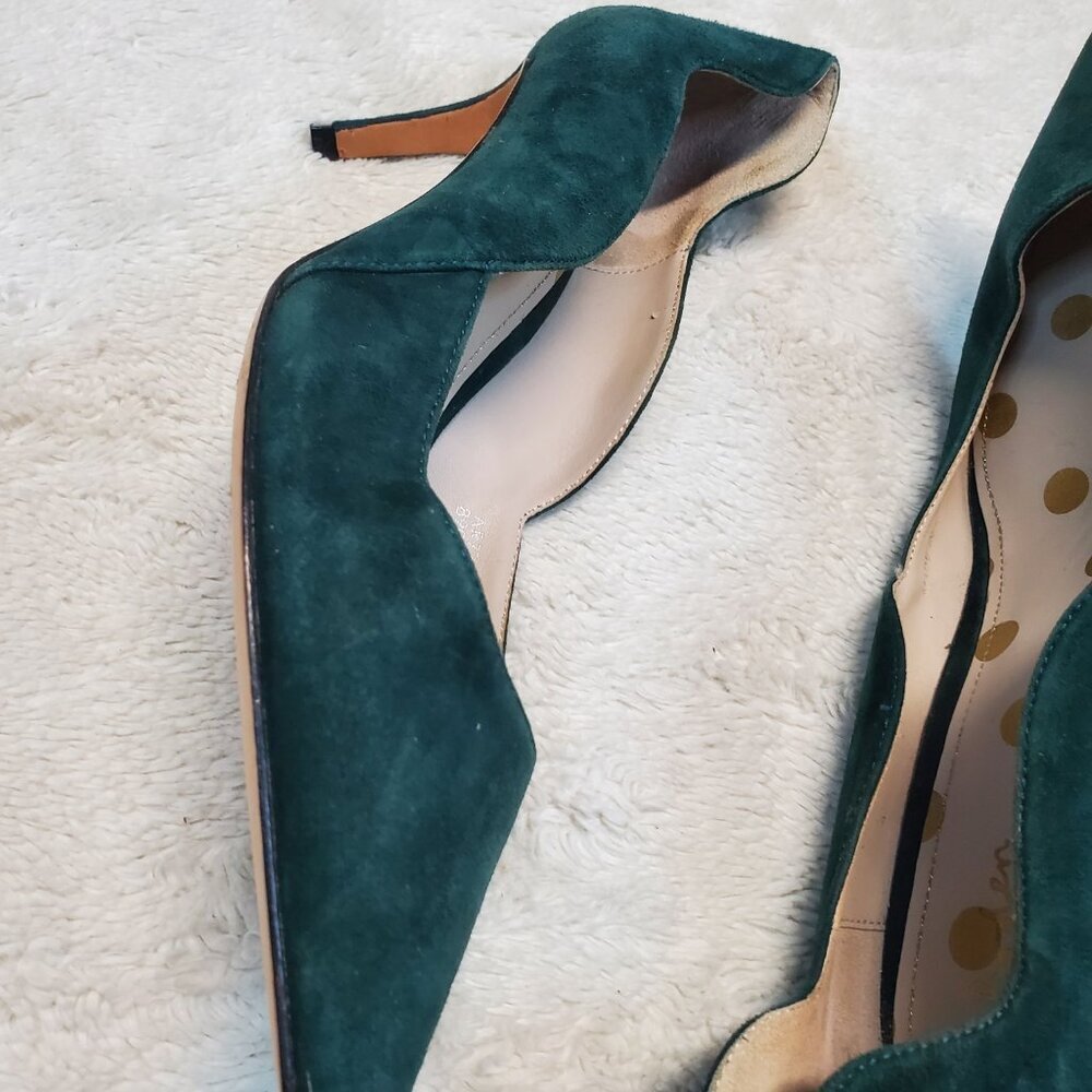 Women's Teal Suede Pointed-Toe D'Orsay Pumps - Picture 7 of 12
